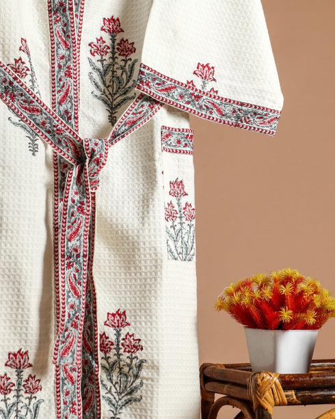 Buta Print Waffle Cotton Bathrobe (BROB01)